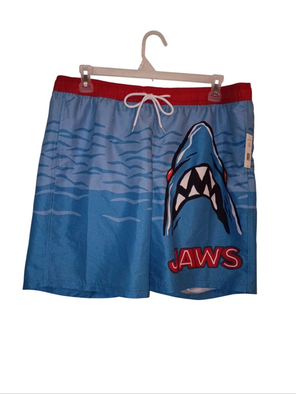 NWT JAWS Shark Men’s Swim Shorts L  Drawstring Pockets Swim Trunks Netting Large
